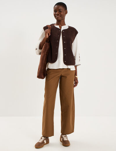 Pantalon ballon taille haute beige femme