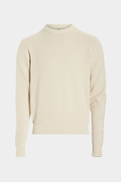 Pull avec col rond à relief creme homme
