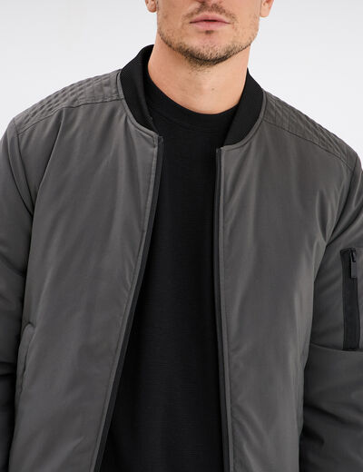 Veste bomber droite à capuche amovible vert kaki homme