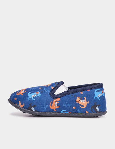 Chaussons effet velours bout rond bleu garçon