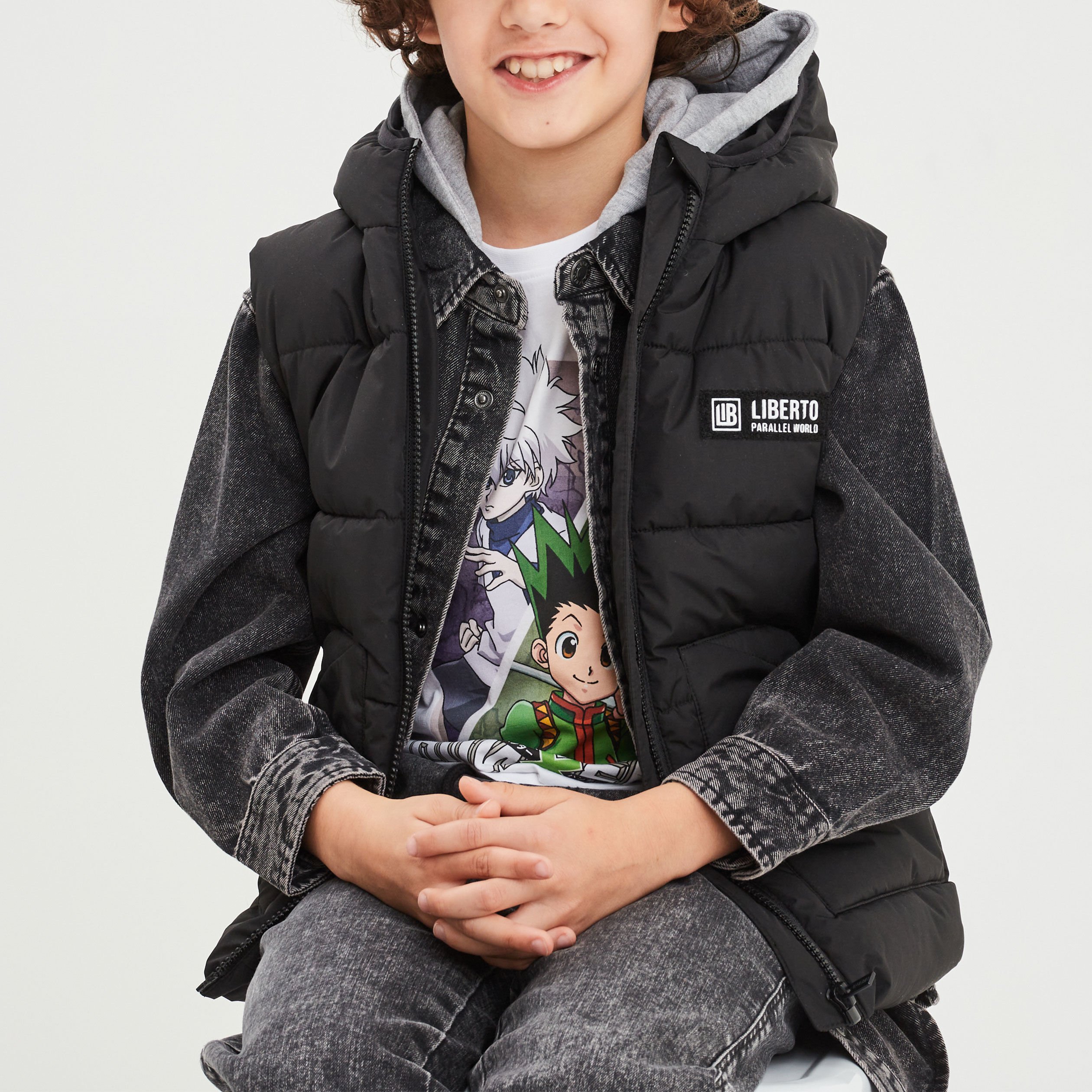 Doudoune sans manches à capuche Liberto noir garçon LIBERTO