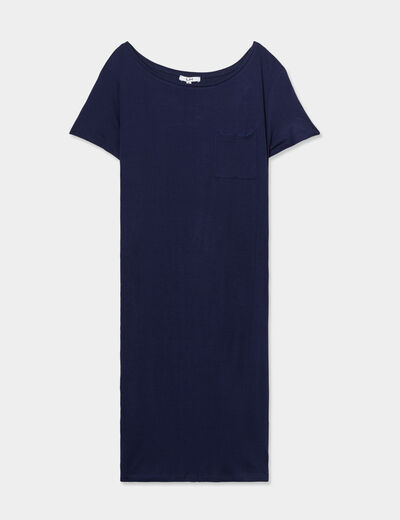 Chemise de nuit manches courtes bleu marine femme