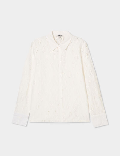 Chemise broderie anglaise coton ecru femme