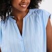 Blouse sans manches col tunisien coton bleu ciel femme