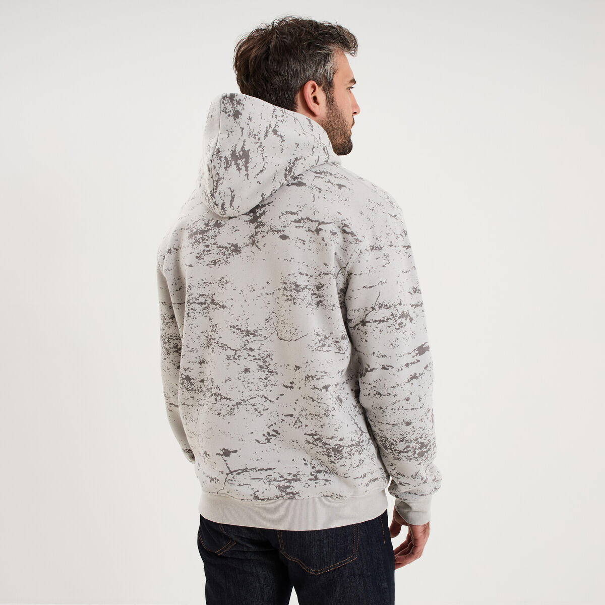 Sweat hoodie &agrave; capuche molleton gris homme