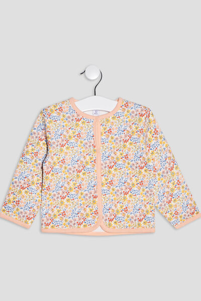 Gilet manches longues ecru bébé fille