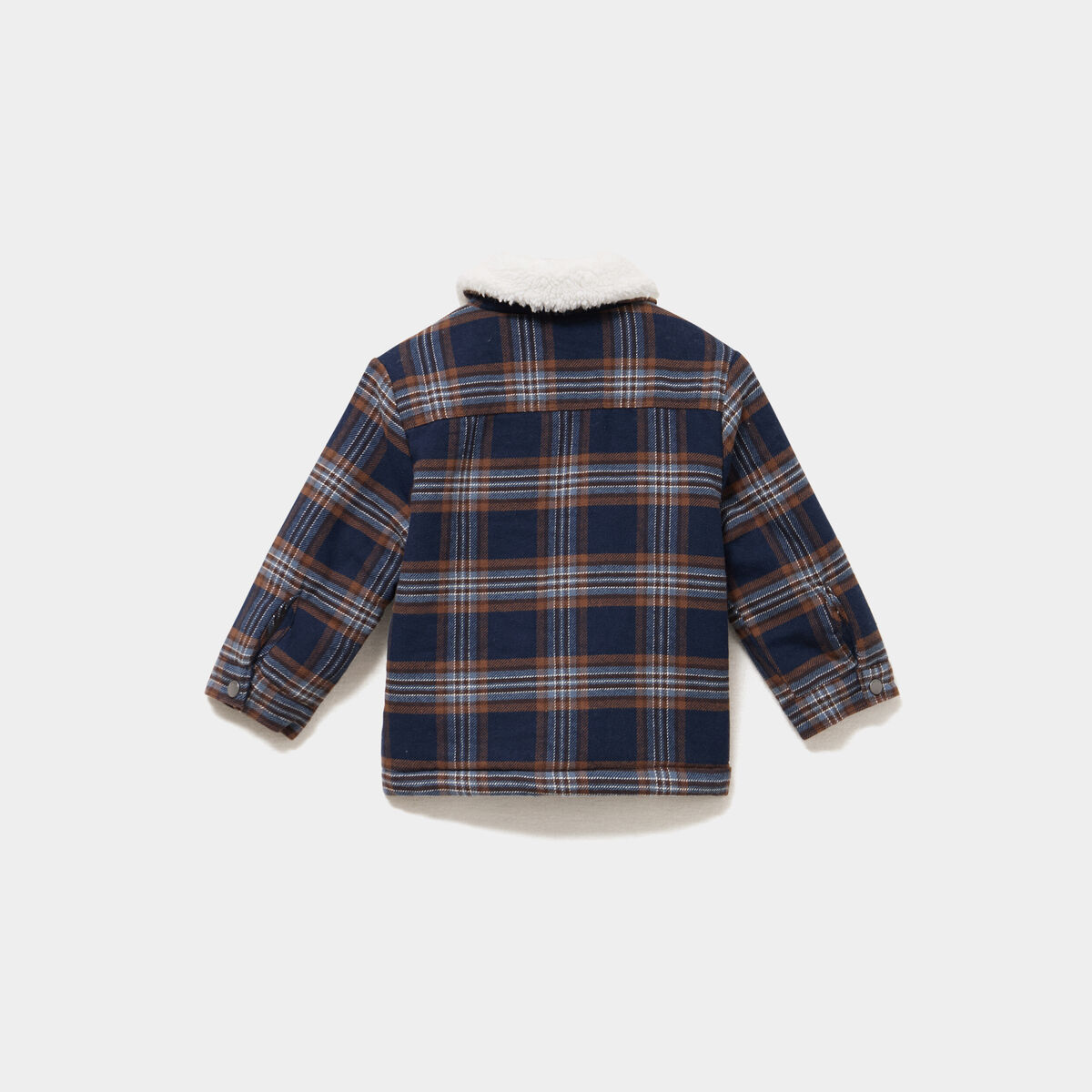 Veste doubl&eacute;e boutonn&eacute;e col aviateur bleu b&eacute;b&eacute; gar&ccedil;on