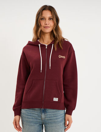 Sweat zipp&eacute; &agrave; capuche violet fonc&eacute; femme
