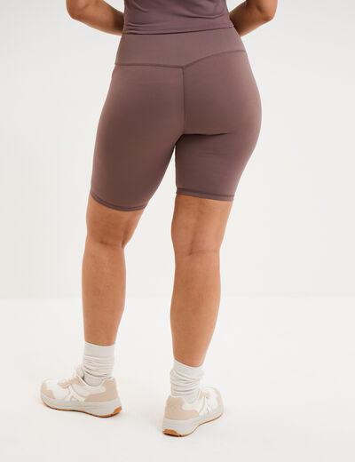 Short cycliste de sport taille haute mauve femme