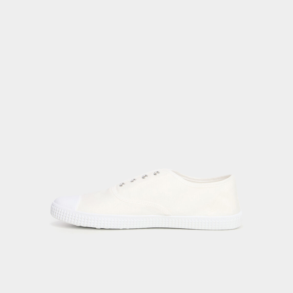 Tennis basses en toile enfilage facile blanc femme