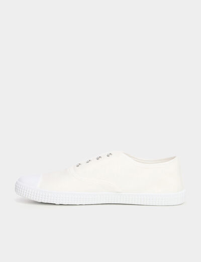 Tennis basses en toile enfilage facile blanc femme