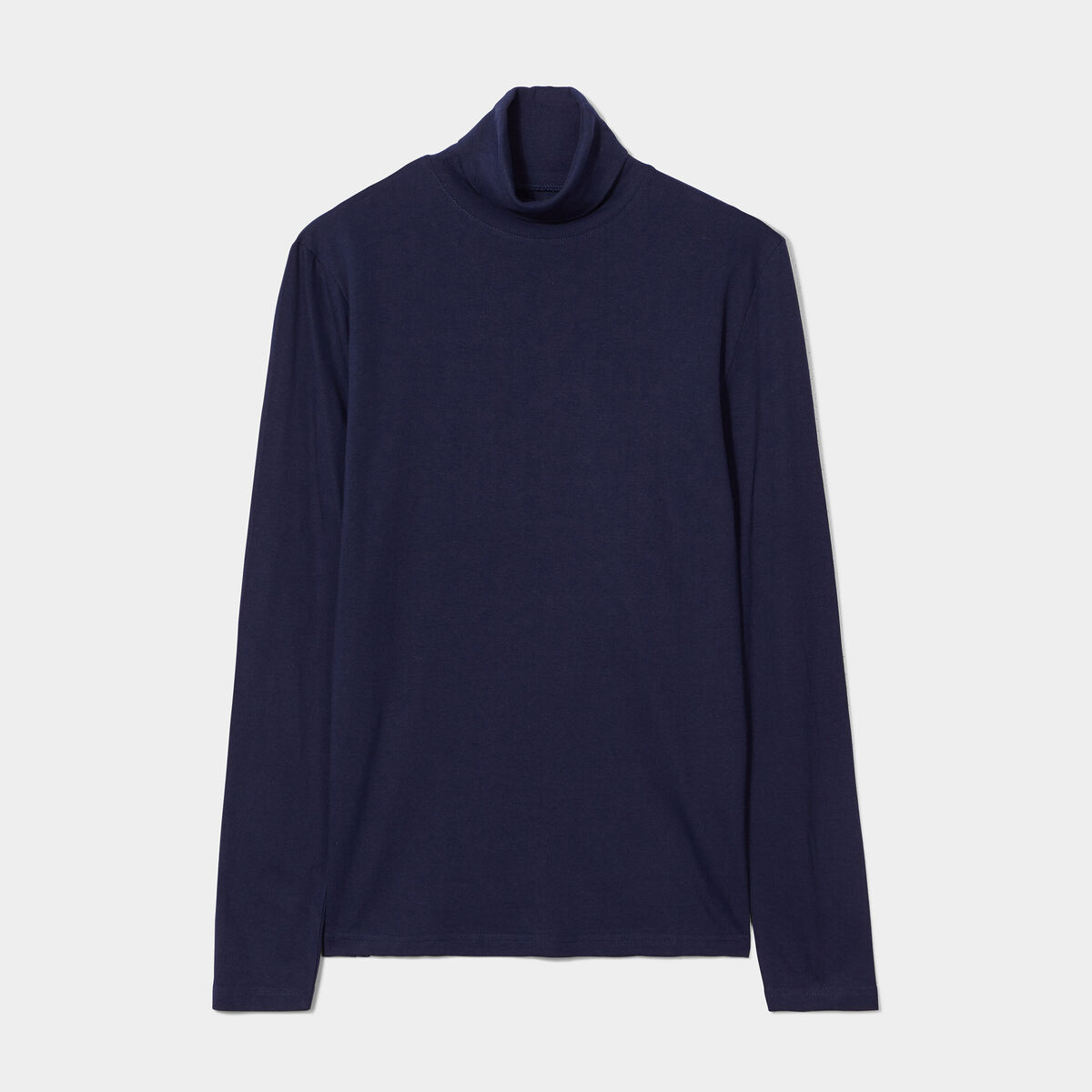 T-shirt col roulé manches longues bleu marine homme