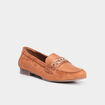 Mocassins plats su&egrave;de marron femme
