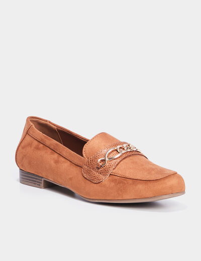 Mocassins plats suède marron femme