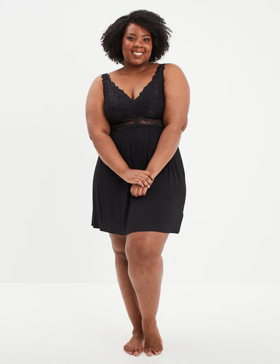 Combinette avec dentelle noir femme grande taille