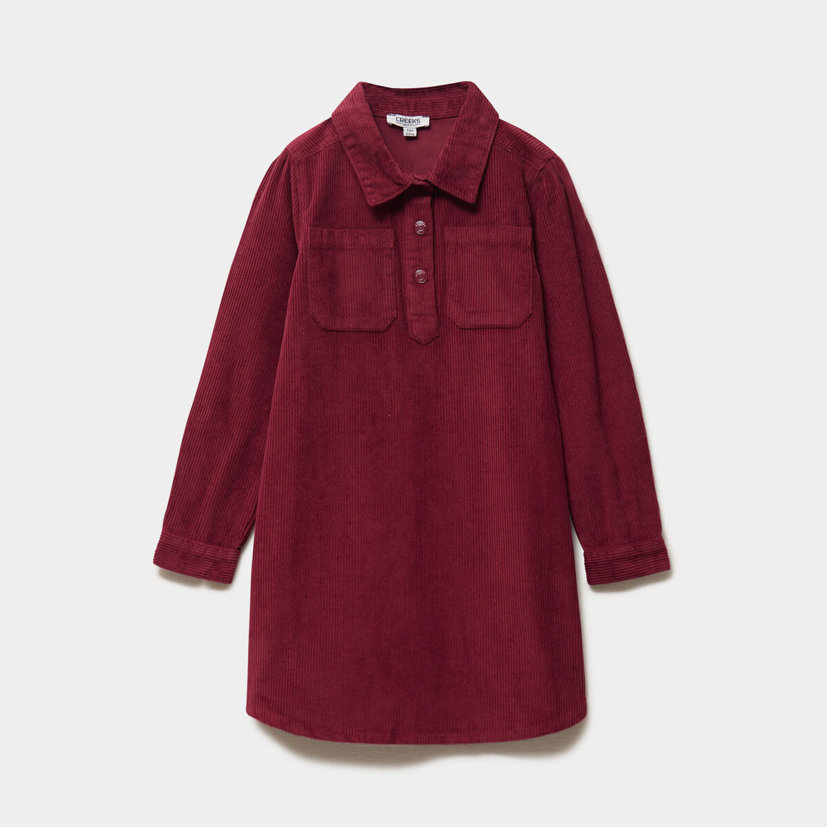 Robe courte effet velours c&ocirc;tel&eacute; coton bordeaux fille