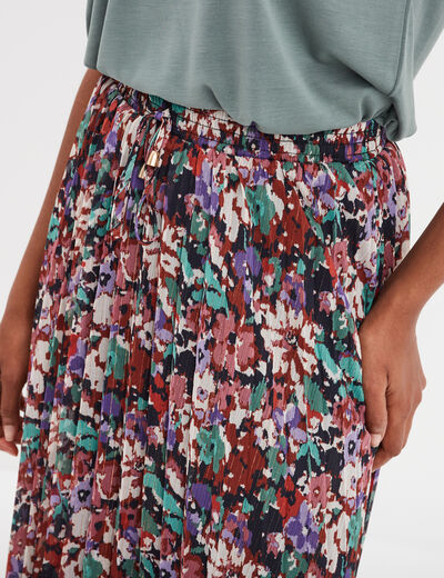 Jupe midi plissée patineuse multicolore femme