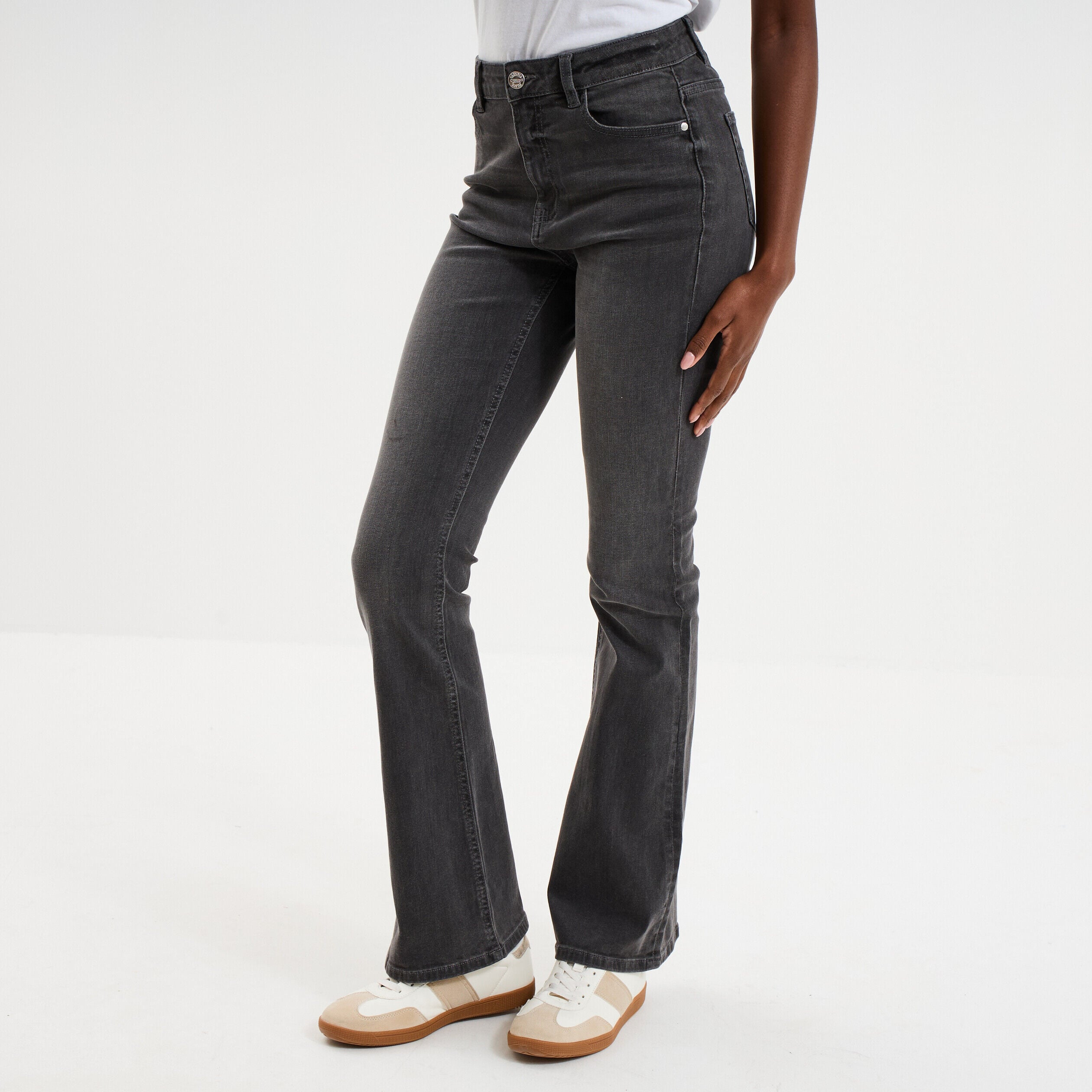 Jeans flare 5 poches denim gris femme CREEKS