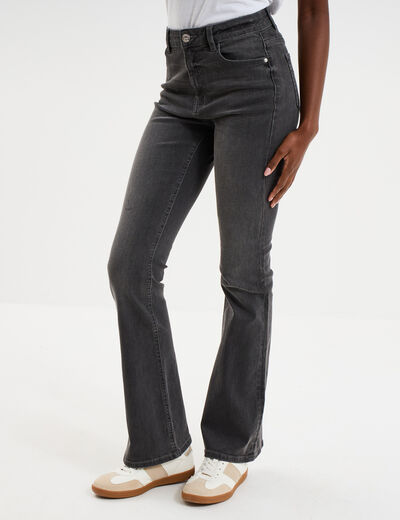 Jeans flare 5 poches denim gris femme