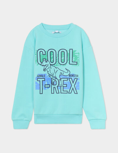 Sweat col rond manches longues bleu turquoise garçon