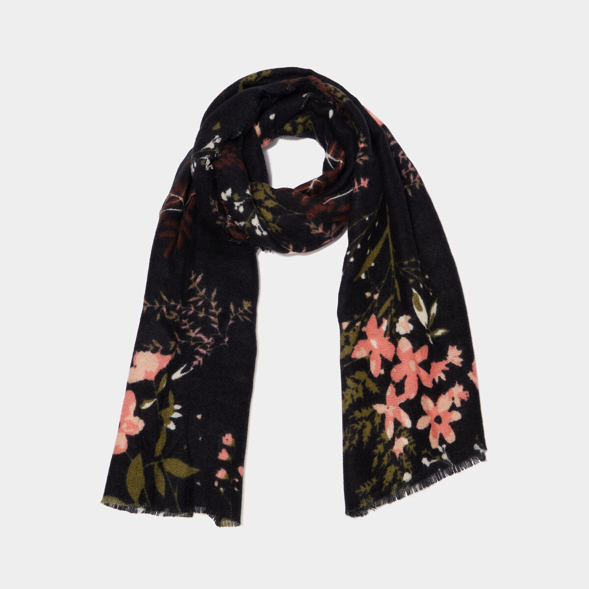 &Eacute;charpe florale noir femme