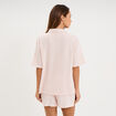 Ensemble pyjama chemise et short coton rose clair femme
