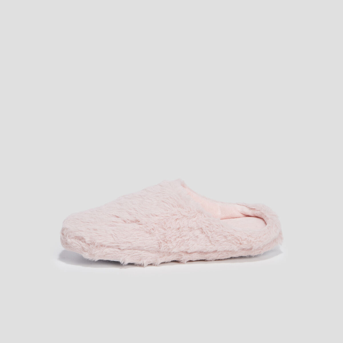 Chaussons mules fausse fourrure rose femme