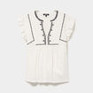 Blouse brod&eacute;e &agrave; volants coton blanc femme