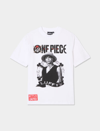 T-shirt coton One Piece Netflix blanc garçon