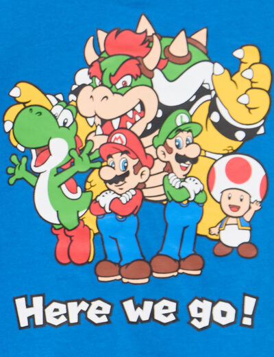 T-shirt manches courtes Super Mario bleu gar&ccedil;on