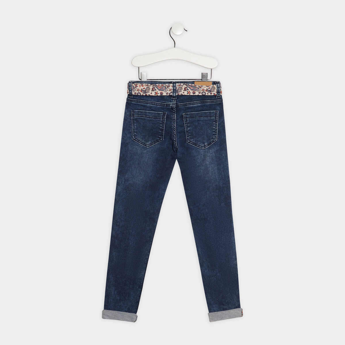 Jeans skinny ceinture foulard denim stone fille
