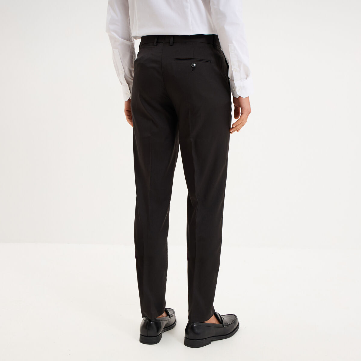 Pantalon de costume droit avec pinces noir homme