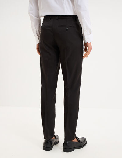 Pantalon de costume droit avec pinces noir homme
