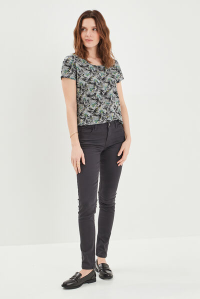 Pantalon slim taille normale gris foncé femme