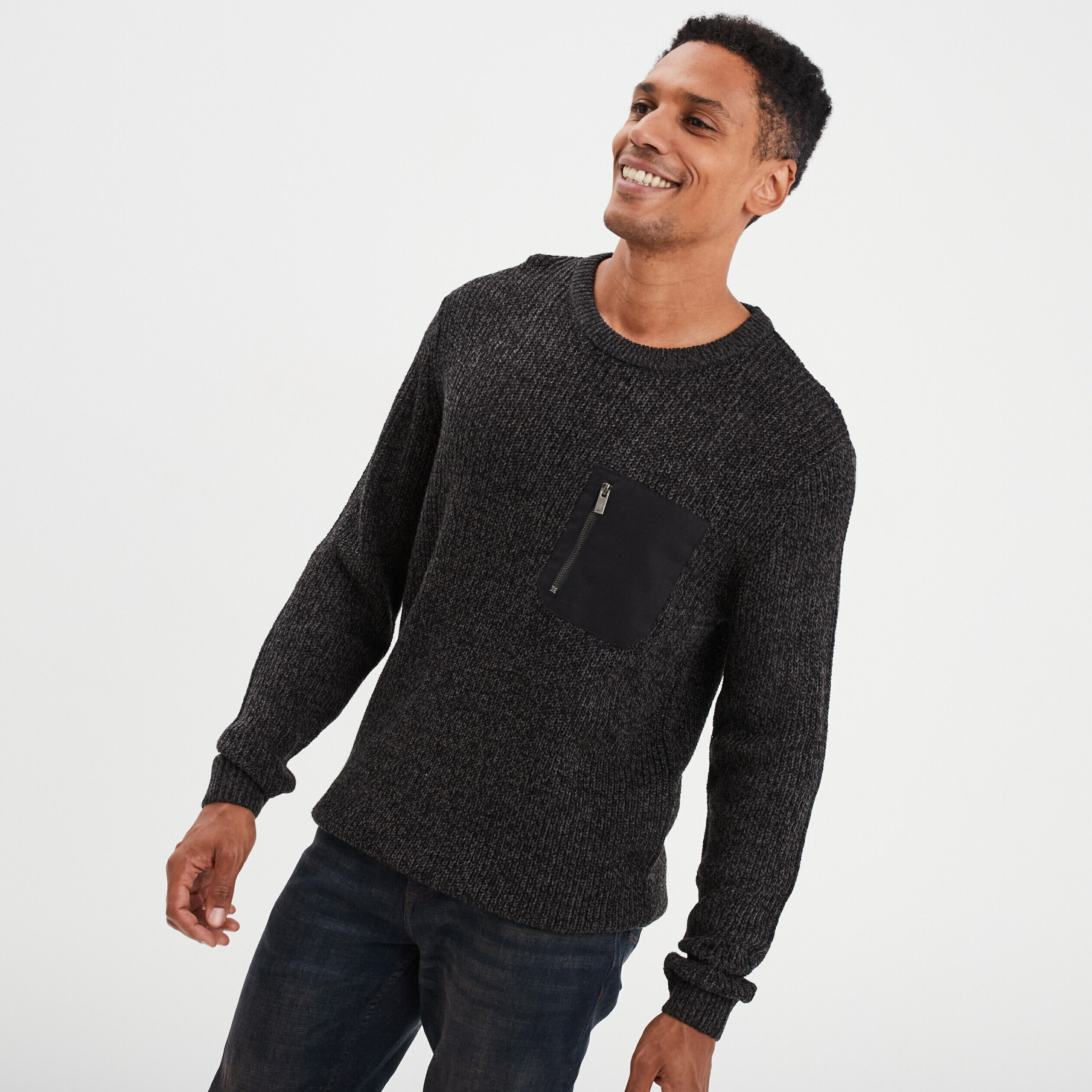 Pull 1 poche buste zippée Liberto gris foncé homme LIBERTO