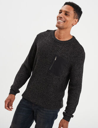 Pull 1 poche buste zipp&eacute;e Liberto gris fonc&eacute; homme