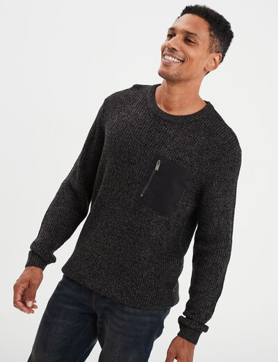 Pull 1 poche buste zippée Liberto gris foncé homme