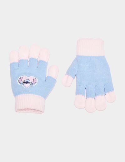 Gants aspect tricotés Stitch multicolore fille