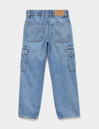 Jeans cargo 6 poches coton denim double stone gar&ccedil;on