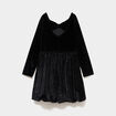Robe patineuse effet velours et strass noir fille