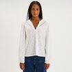 Blouse broderie anglaise manches longues blanc femme