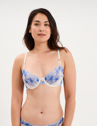 Soutien-gorge embo&icirc;tant dentelle bleu clair femme