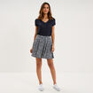 Jupe fluide patineuse avec short int&eacute;gr&eacute; bleu marine femme