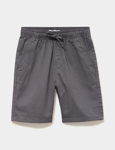 Bermuda short loose &eacute;lastiqu&eacute; coton gris fonc&eacute; gar&ccedil;on