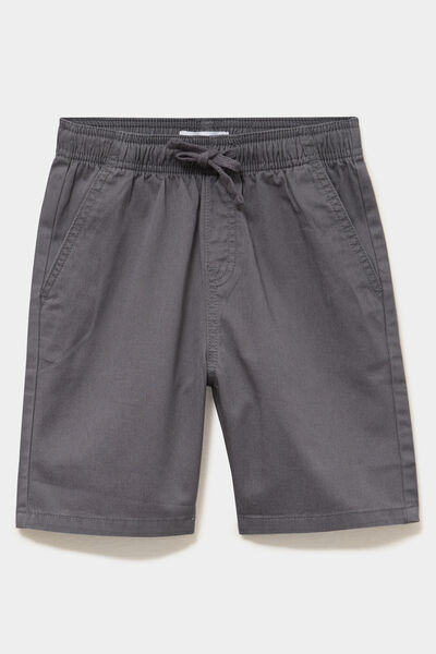 Bermuda short loose &eacute;lastiqu&eacute; coton gris fonc&eacute; gar&ccedil;on