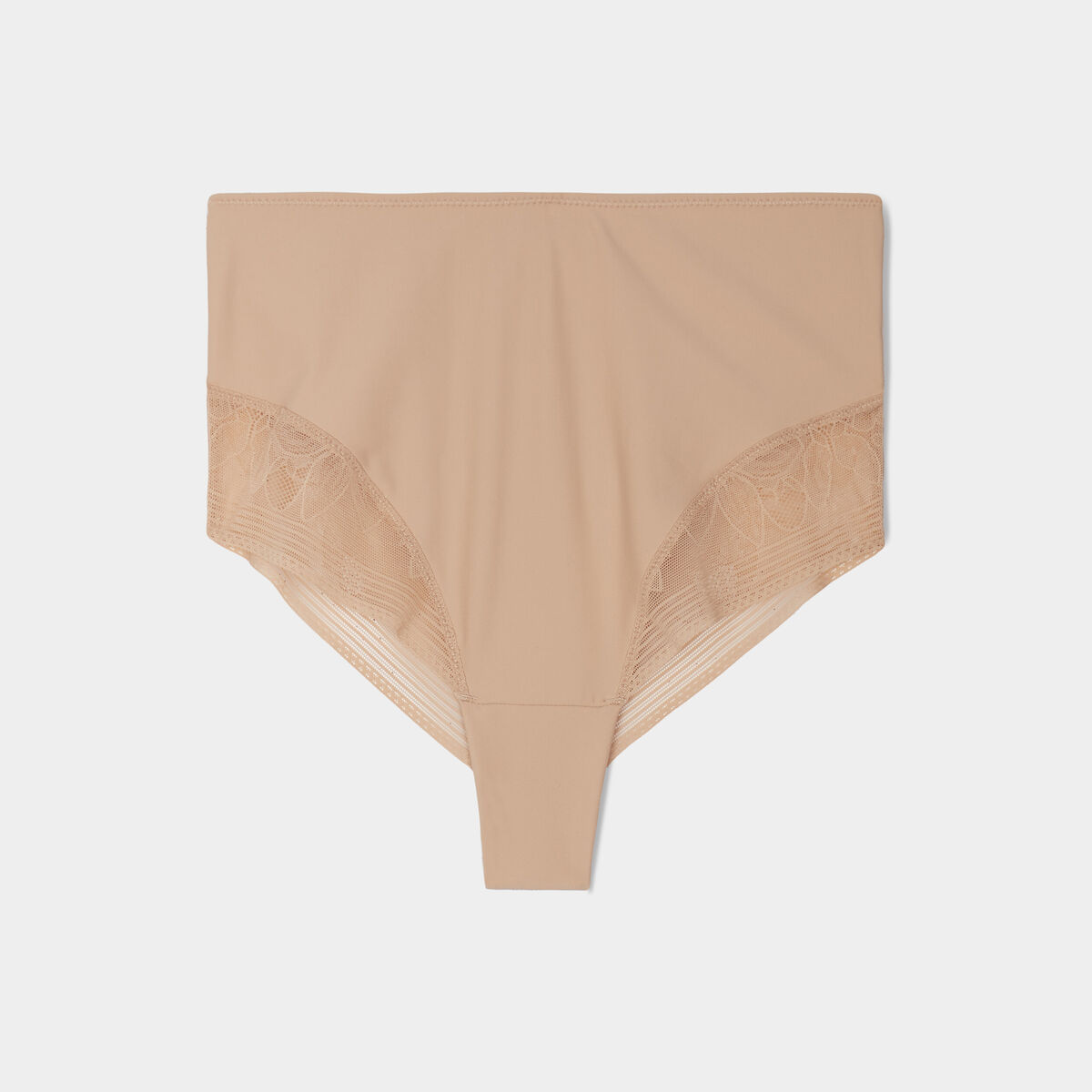 Tanga taille haute gainant beige femme