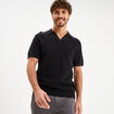 Polo manches courtes textur&eacute; coton noir homme