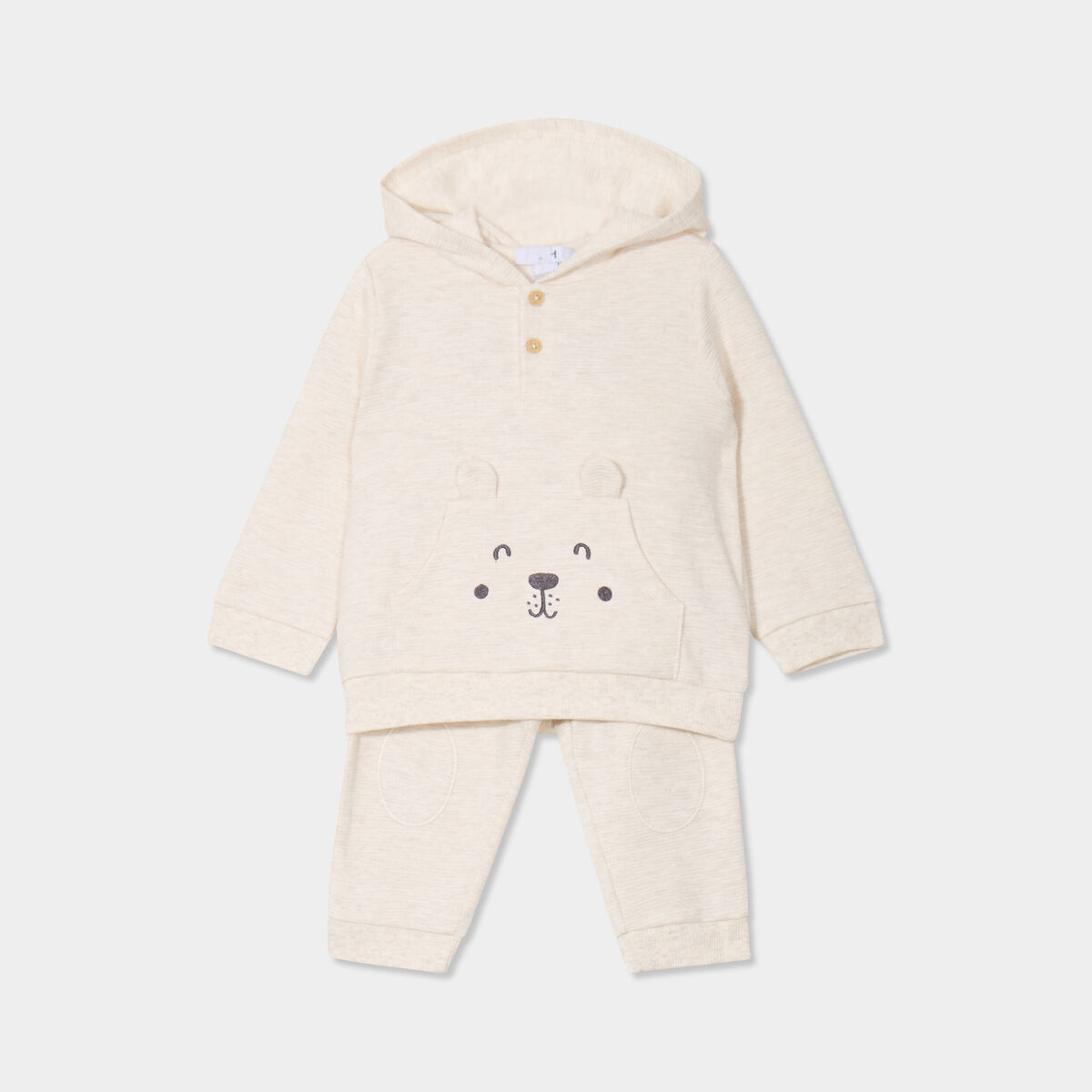 Ensemble 2 pi&egrave;ces sweat et jogging coton beige b&eacute;b&eacute; gar&ccedil;on