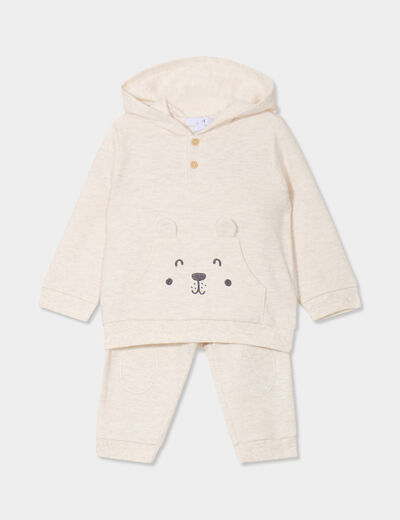 Ensemble 2 pièces sweat et jogging coton beige bébé garçon
