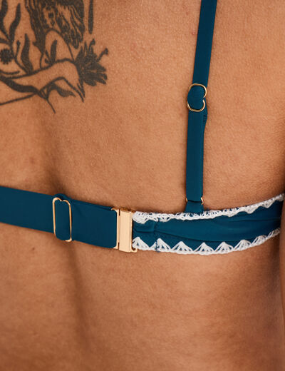 Haut de maillot de bain triangle bleu p&eacute;trole femme